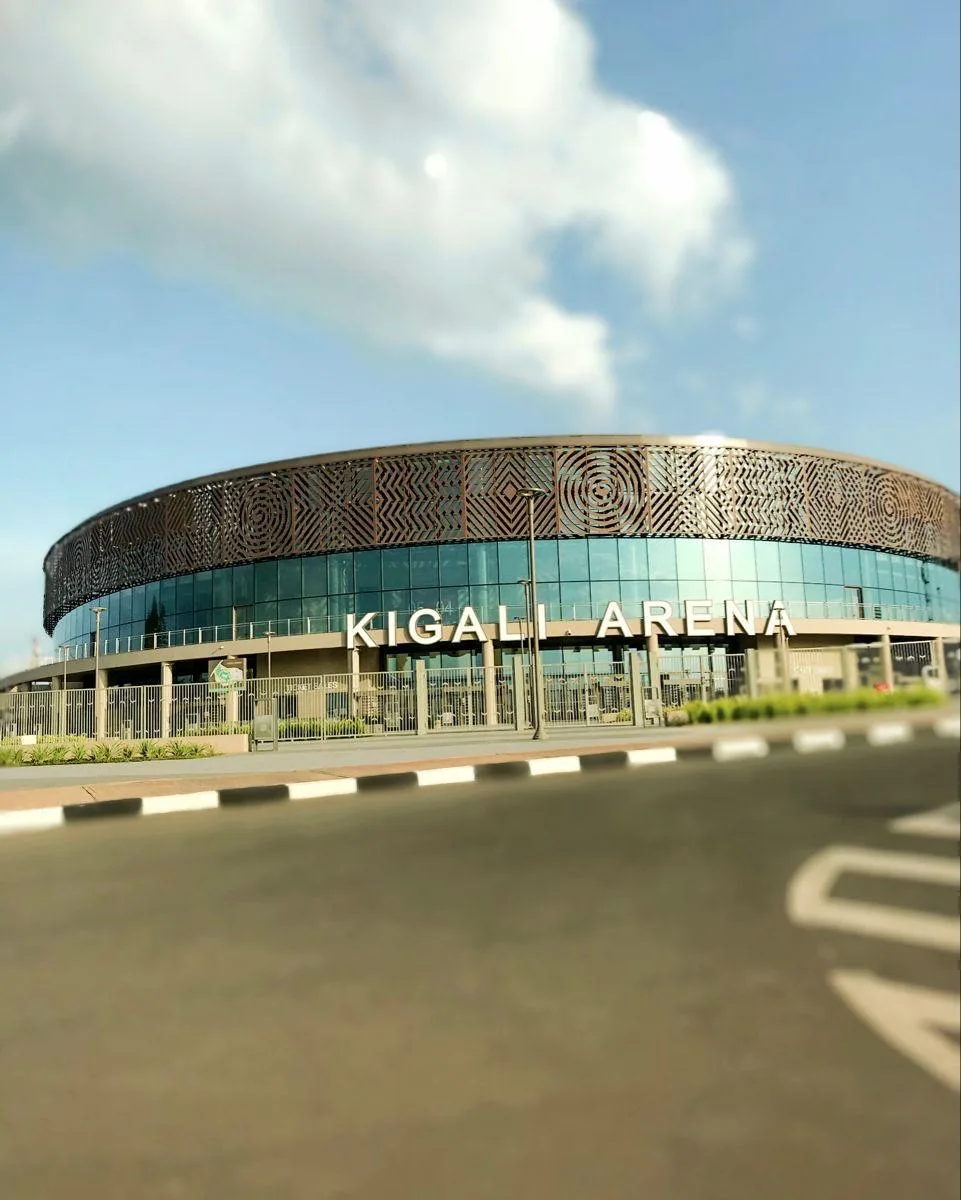 Kigali Arena facade in warm sunlight